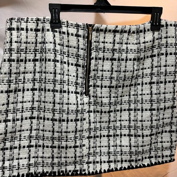 Laundry by Shelli Segal Textured Tweed Mini Skirt Black White XL - Picture 8 of 11